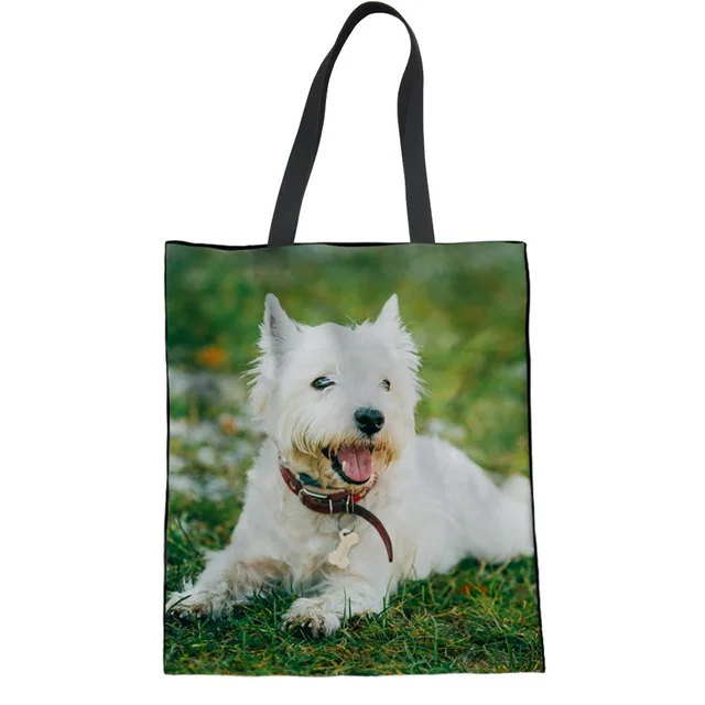 Coloranimal продуктовая хлопковая Льняная сумка для покупок West Highland White Terrier печать складная сумка многоразовая эко тканевая сумка - Цвет: HM5543Z22