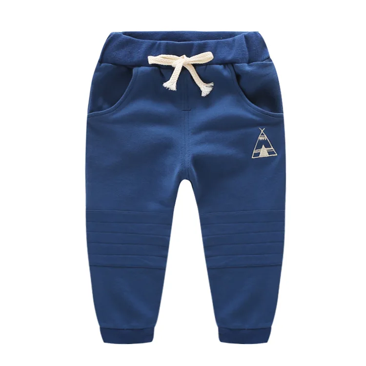 Lwly/Новая брендовая одежда для детей на весну и осень модные махровые повседневные хлопковые спортивные штаны с треугольной вышивкой для мальчиков - Цвет: Blue