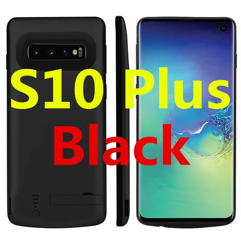 Для samsung Galaxy S10 S10e 5000 mAh Батарея случае Перезаряжаемые Расширенный Батарея принципиально Bateria с кронштейн для Galaxy S10 плюс - Цвет: for S10 Plus Black