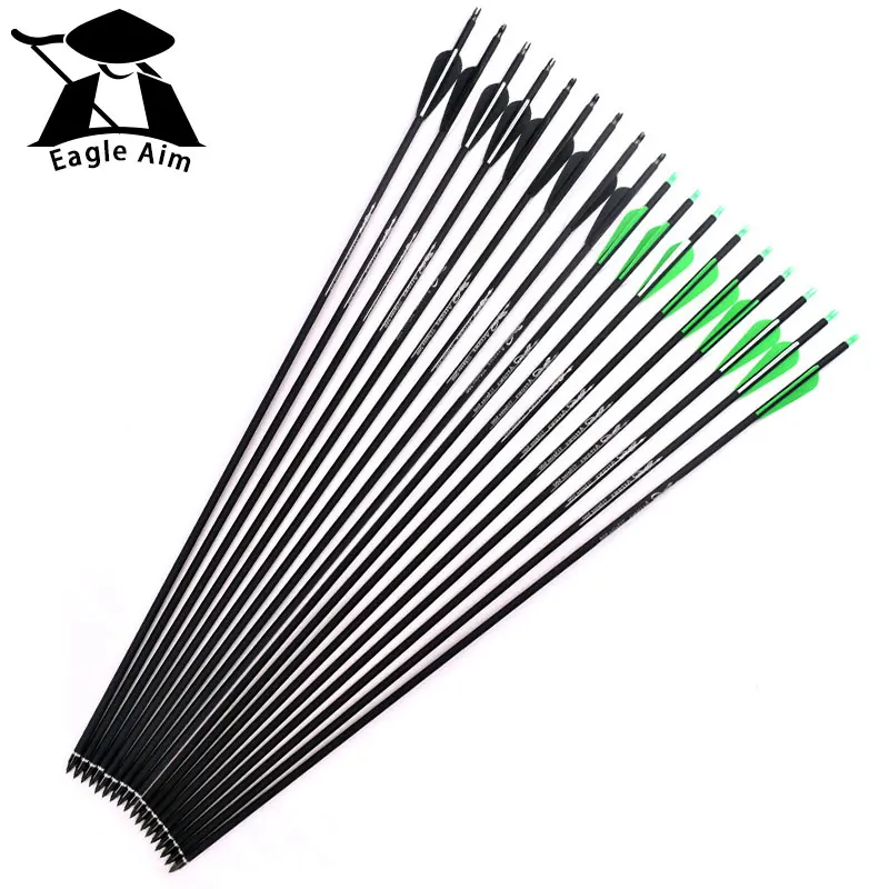 

Hunting Archery Bolts 12pcs/Lot Carbon Arrow Length 30Inch Spine 500 For Crossbow Recurve /Compound Bow