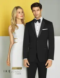 Свадебный Смокинг зазубренный воротник для одежда жениха черные мужские костюмы Две кнопки 2019 элегантное платье