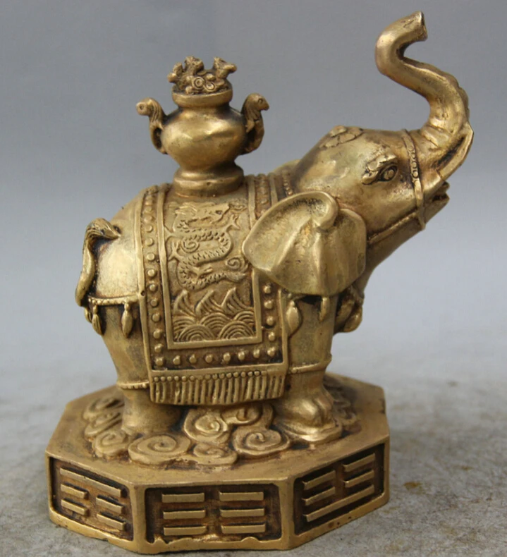 

Collectible bronze S1560 6" Chinese Brass Folk animal Auspicious elephant Beast Pot Statue sculpture B0403