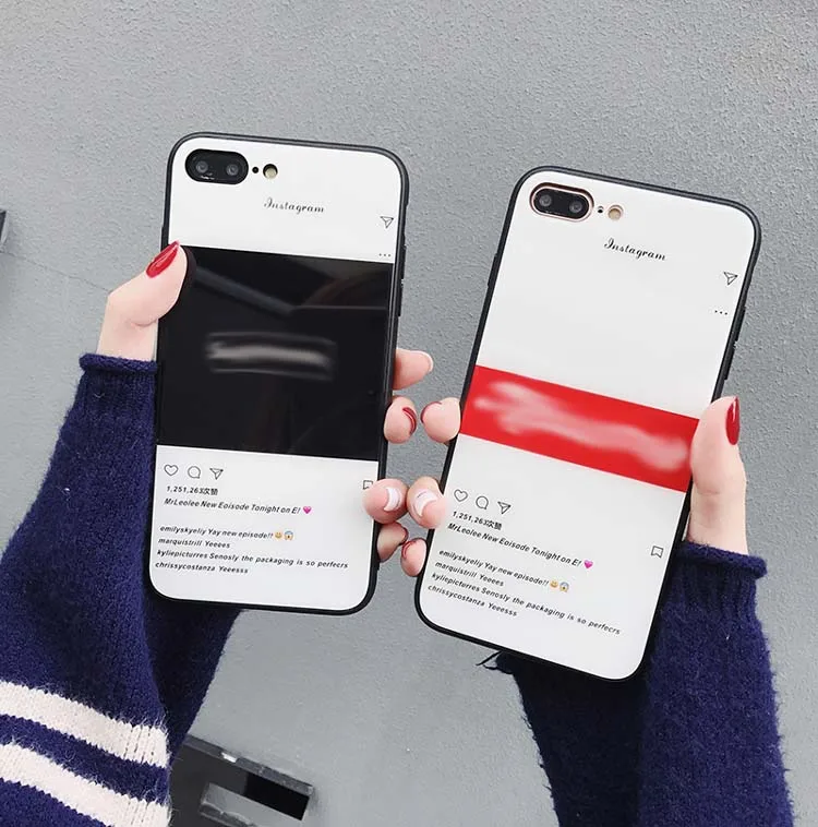 ins Fashion Letter Tempered Glass Mirror Case for iPhone 6 6S 7 8 Plus Hard Cover Hull X Couple Hoesjes |
