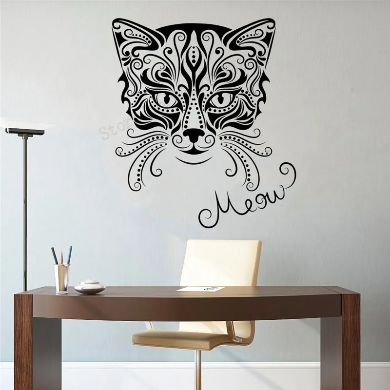 

Wall Decoration Meow Pop Room Sticker Cat Tarbal Decal Vinyl Art Removeable Poster Cool Abstract Ornament Decor Mural LY348