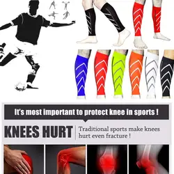 Новые футбольные Футбол пара поддержка икр компрессионные, разной плотности ногу; комплект спортивной одежды с длинными рукавами носки