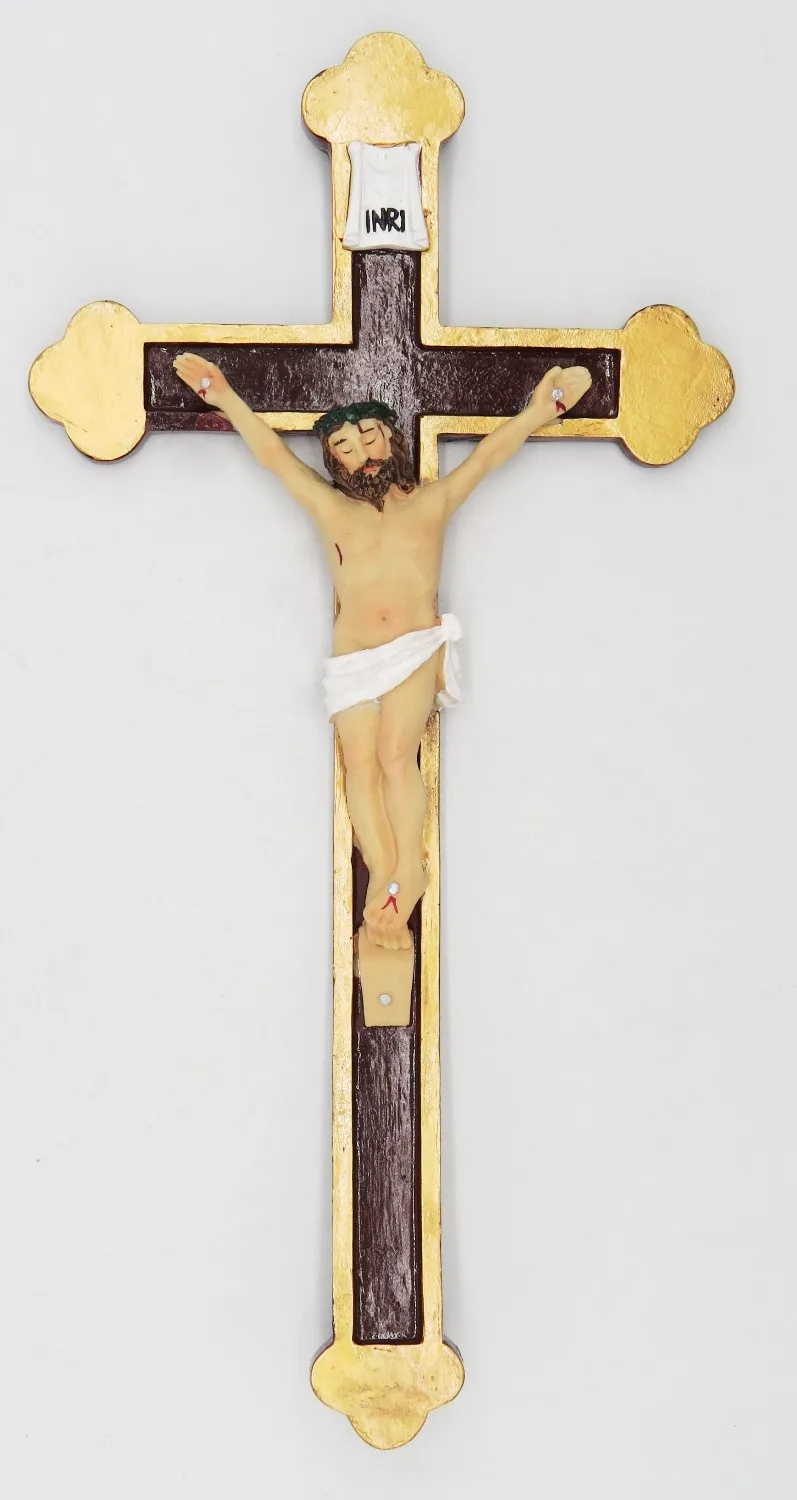 Hankroi 12 Inches Resin Wall Crucifix Jesus Christ on INRI