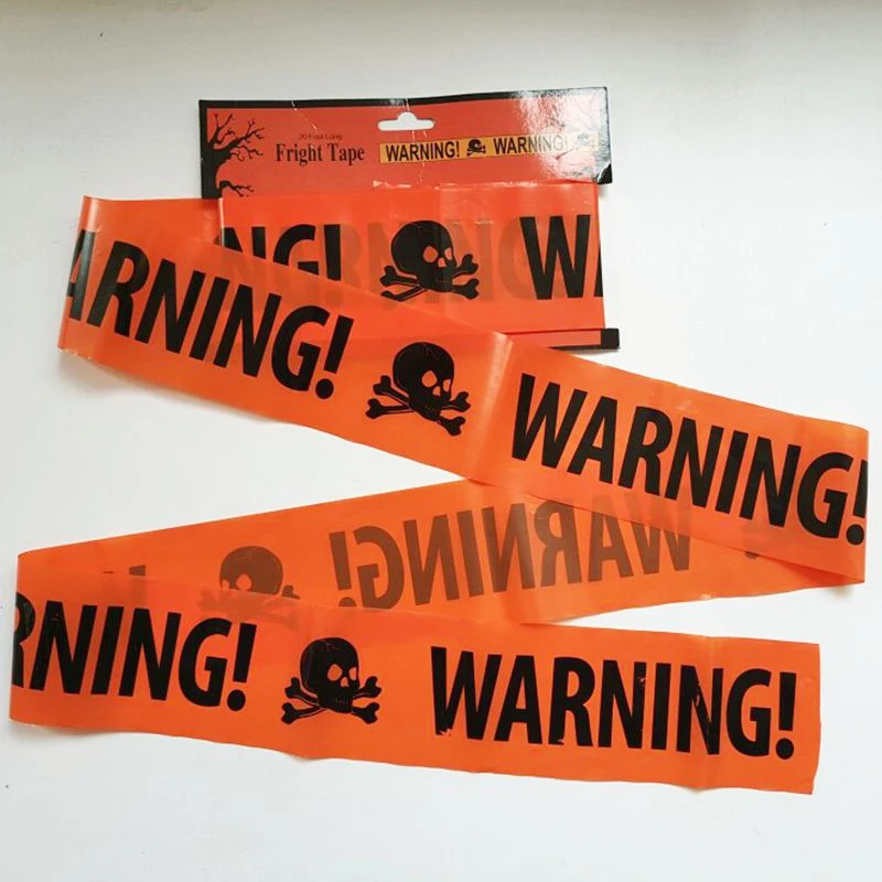 NEW 1PC Halloween Props Window Prop Warning line Plastic Skull Head Warning Tape Signs Halloween Decoration Witch Balloons lot
