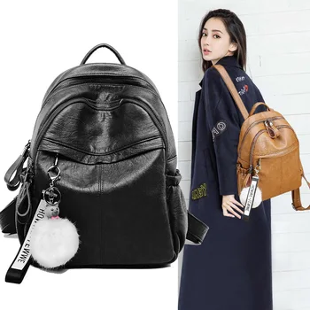 

s518 Cowhide Leather lady double Shoulder Bag Multifunction Practical Backpack travel knapsack Real Leather Woman Bag