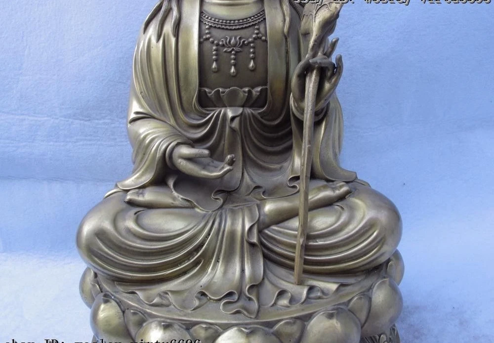 Тибетский буддистский храм медная латунь Mahasthamaprapta Bodhisattva статуя Гуань Инь|Статуи