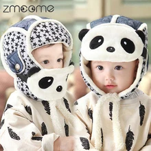 Children Beanies Kids Autumn Winter Hats Masks Set Cute Panda Cotton Hats Soft Baby Warm Caps Boys Girls Skullies Hat E1020