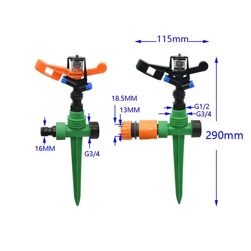 1/" Вращающийся спринклер для воды для фермы спринклеры G1/2" пластиковые Спайк дождевальные насадки для полива и орошения 1 Набор