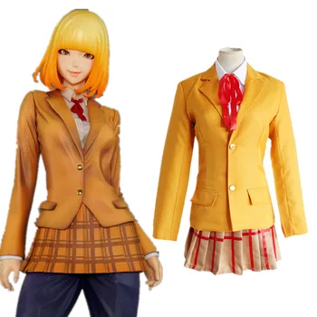 

Prison School kurihara mari Costume shiraki meiko School Uniform Orange Coat Jacket Short Skirt For Girl's Women Cosplay Costume