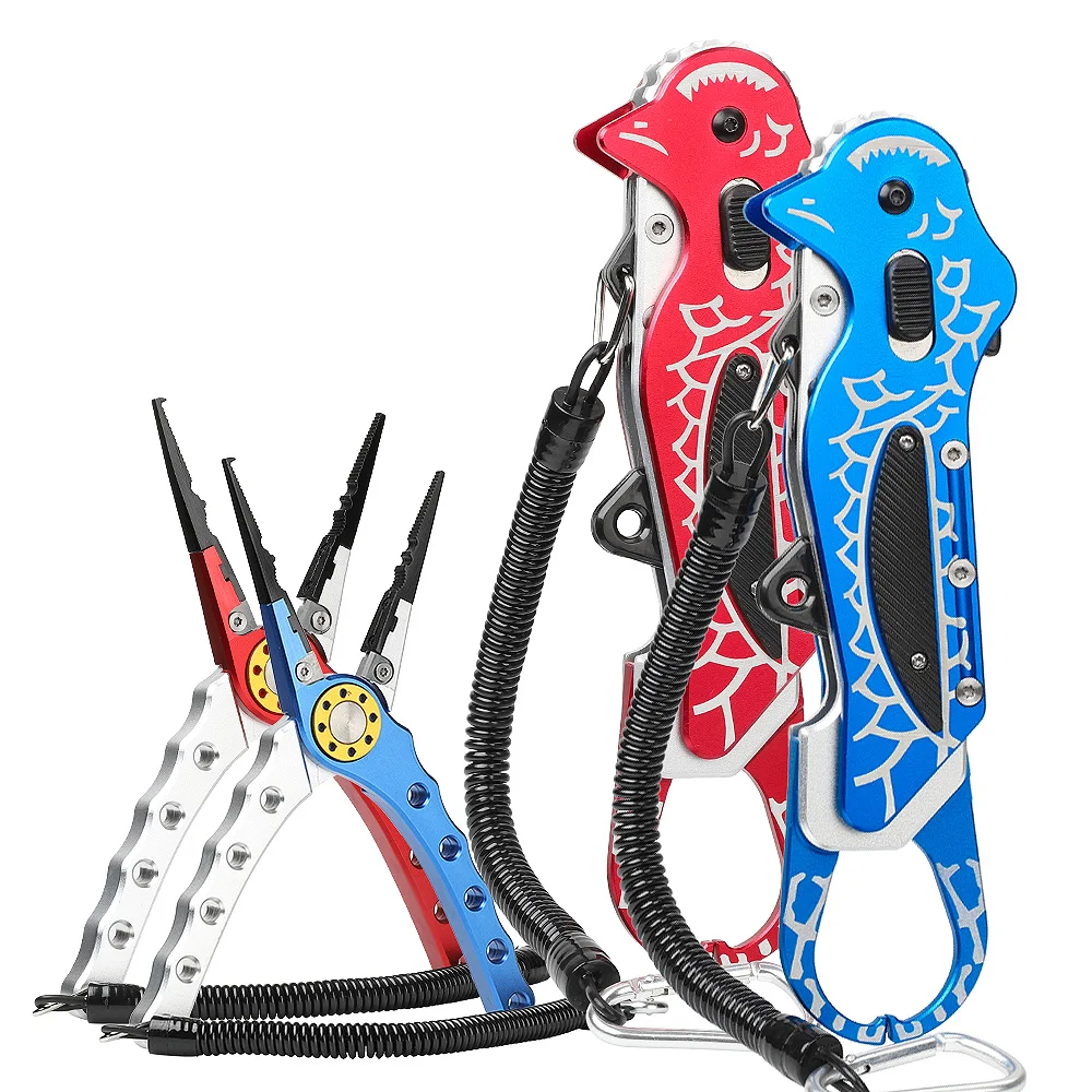 DONQL Multifunctional Fishing Lip Grip Pliers Line Cutter Hooks Remover Scissors for Fishing Clamp High Quality Fish Grip Tools (3)