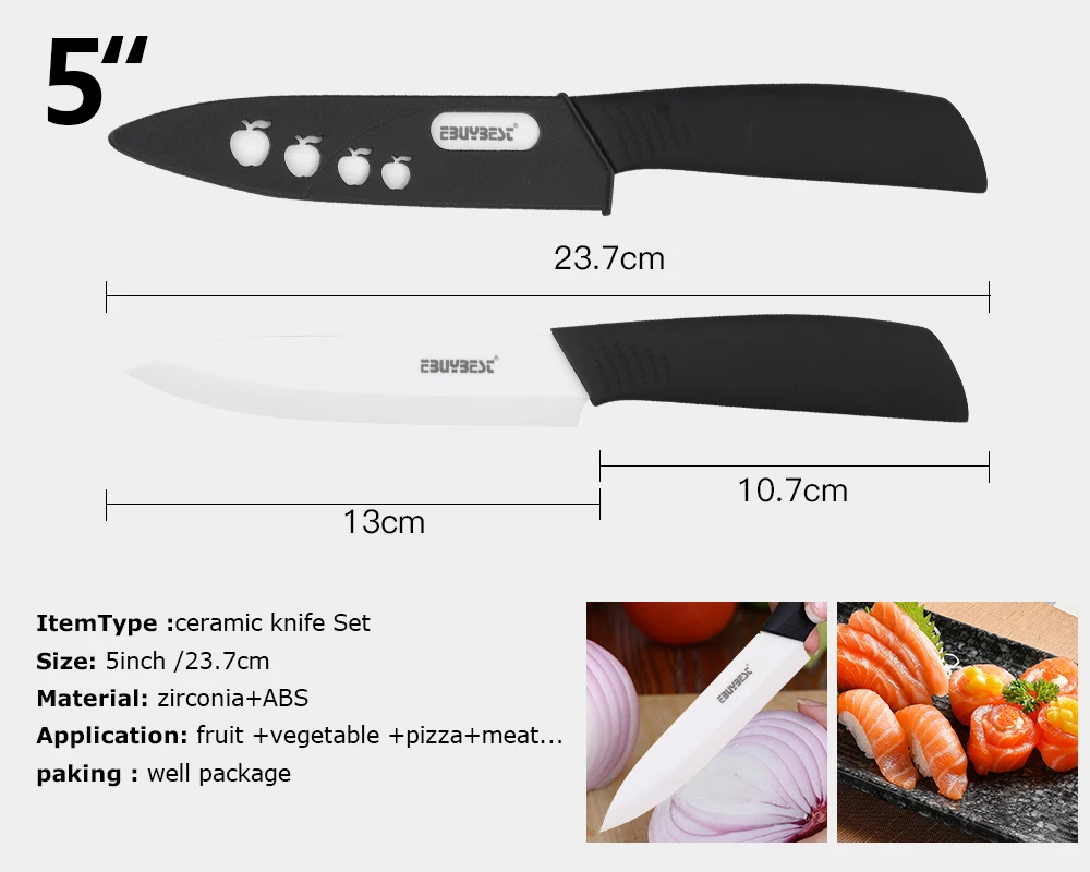 Керамические ножи, кухонные ножи 3, 4, 5, 6 дюймов+ Овощечистка, набор керамических ножей из циркония, Черное и белое лезвие, поварской нож, инструмент для приготовления пищи