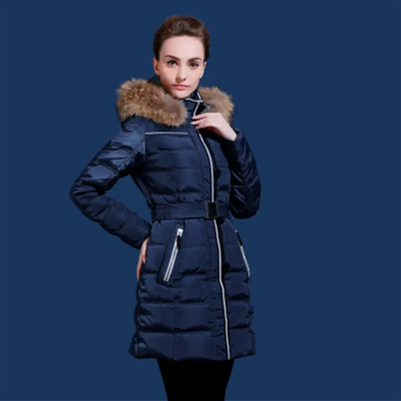 Русская и Европейская зимняя женская куртка, толстое длинное пальто, Воротник из меха серебристой лисы, подходит для минус 20 градусов размера плюс 48-62 Q504