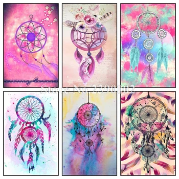 

Flower Dream Catcher Diamond Embroidery DIY Needlework Diamond Painting Cross Stitch 5D Full Rhinestones Home Decor Feather Gift