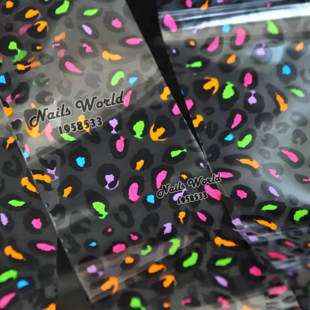 

100cm x 4cm Colorful Leopard Transfer Foil Nails Art Hot Design Sticker Decal For Polish Care DIY S60