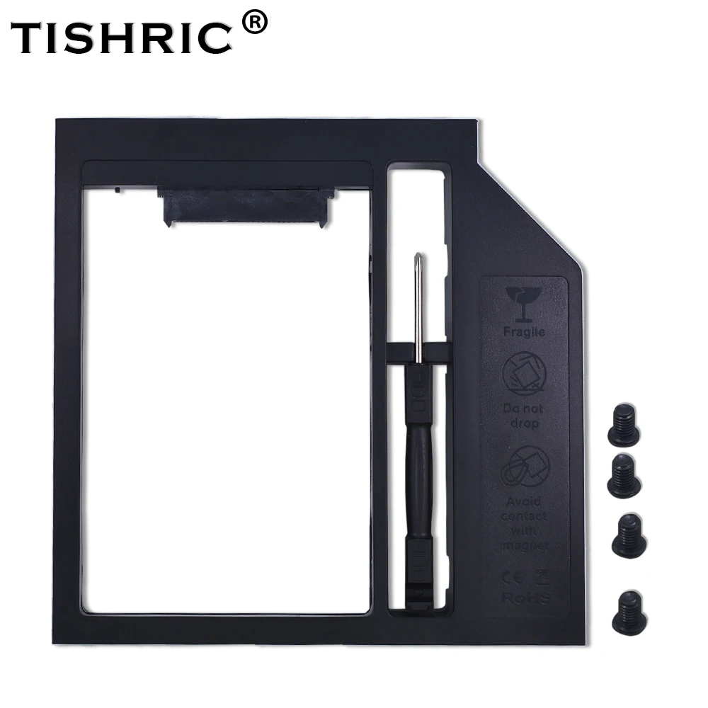 

TISHRIC 2018 New Plastic For Laptop 2.5''SSD 2nd HDD Caddy 9.5mm SATA 3.0 to SATA SSD Hard Disk Driver Case Enclosure Optibay