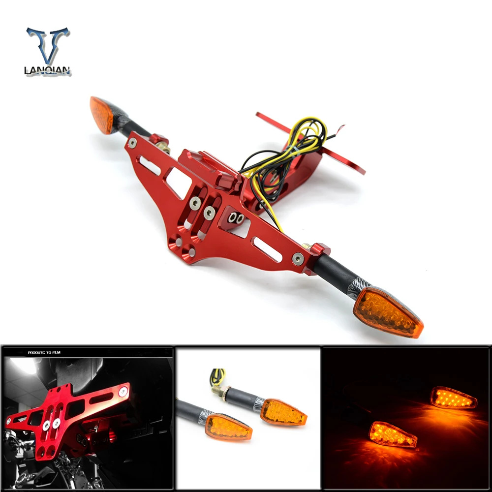 Motorbike CNC License Plate Bracket Plate signal lights For Honda CB400 NC750 NC559 NC750S nc750x CG125 MSX 125