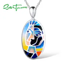 Colgantes de plata santuza para mujer colgante adecuado para collar Plata de Ley 925 collares colgantes esmaltados coloridos hechos a mano(China)