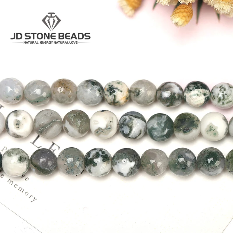 

Natural Tree Agate Stone Matte Natural Stone Beads Faceted Tree Jasper Wholesale DIY Hand Made Jewelry Accessory