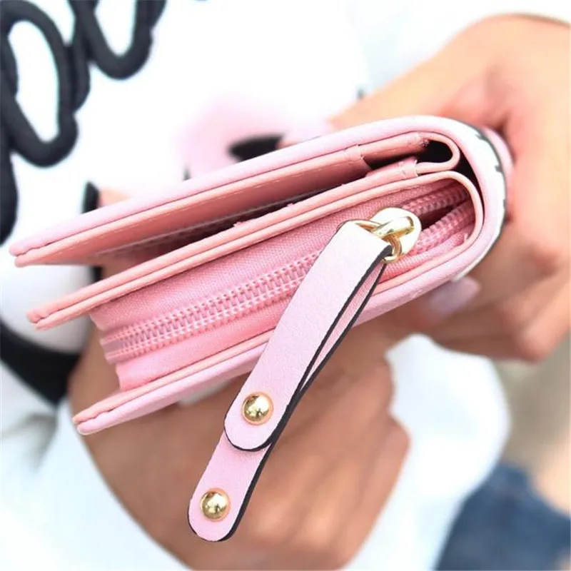 

Women's long wallet cute bi-fold leather wallet cat pattern wallet large capacity square bag portable bag Dropship Y425