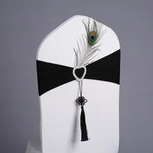 Новинка 100 шт/партия Китайский классический Узелок растягивающийся пояс для стула с пером павлина для банкета украшения свадебной вечеринки