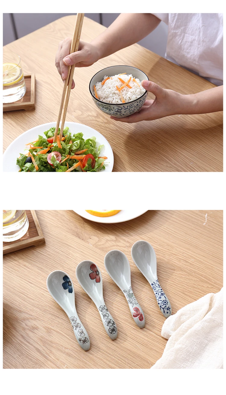 Японский творческий столовая Посуда Эмаль чаши большая суповая миска риса или лапши творческий посуда костюм с ложкой и чаша