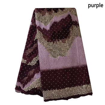 

Ourwin Clearance Sale Plenty Stones Soft Material Tulle Lace Fabric Purple Lilac Gold Net Lace Fabric for Unique Party Dress