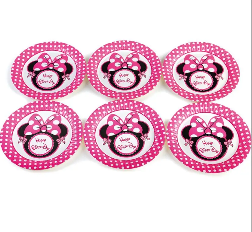 

New 7inch 10pcs/lot Mickey mouse Minnie Theme Party Disposable Supplies Paper Plate Wedding Birthday Decorations