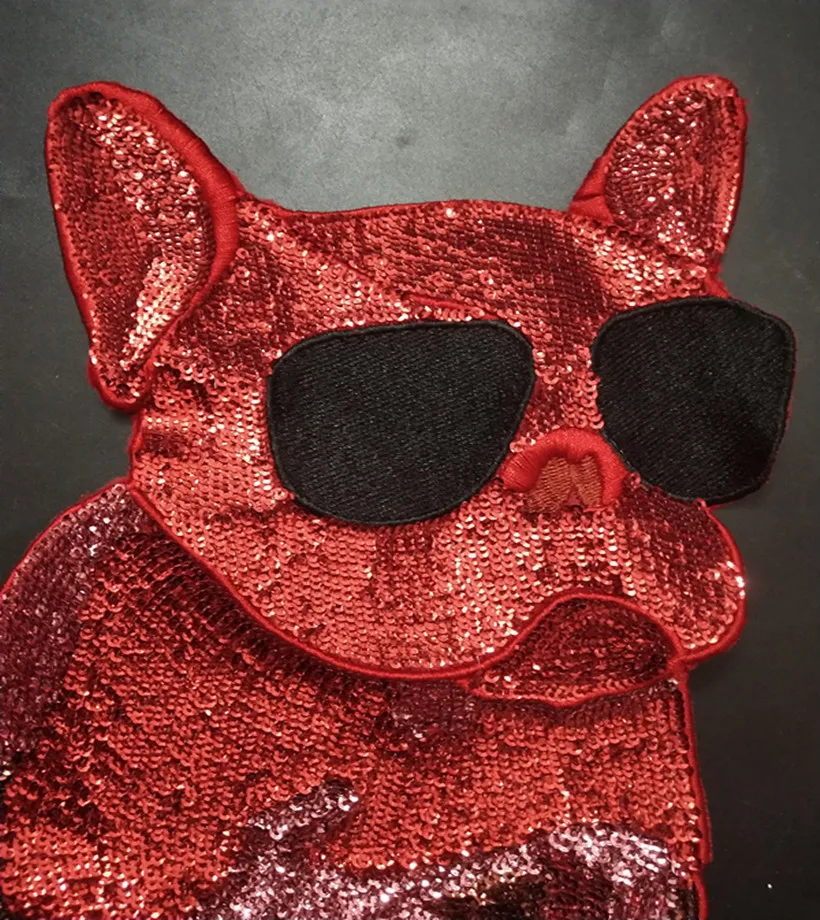 3D Красная Стеклянная Собака Вышивка бисером патч-parches швейная фурнитура мешок для одежды аппликация аксессуары для одежды bordados para ropa DIY