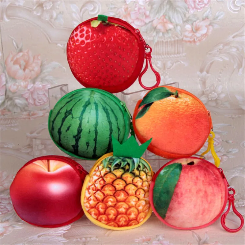 

1Pcs Mini 3D Fruit Coin Purse Fashion Women Money Bag Mini Handbag Key Bag Female Zipper Small Wallet Girls Change Purse 7 Types