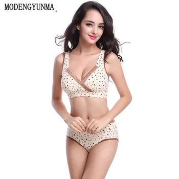 

Cotton Maternity Breastfeeding Bras Pregnant Brassiere bra+Panties Set Mother Breast Bra For Women Underwear