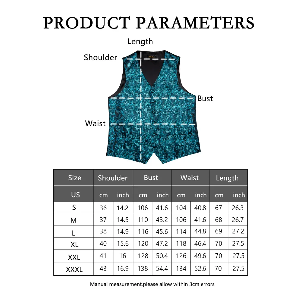 DiBanGu мужские бирюзовые зеленые с Пейсли жилет Карманный квадратный галстук запонки носовой костюм набор для мужчин Свадебная вечеринка бизнес MJ-107