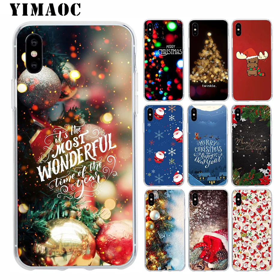 Merry Christmas Happy New Year Soft Silicone Case for Apple Iphone 11 Pro Xr Xs Max X 10 8 Plus 7 6S 6 SE 5S 5 7Plus 8Plus |