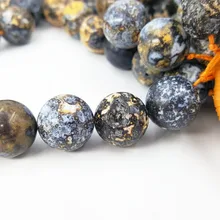 LII Ji натуральный кристалл агат океанический бусинки круглой формы около 14 мм DIY ювелирных изделий около 39 см