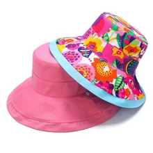 Хлопковые кепки ярких цветов для женщин, модные летние шляпы с цветочным принтом, двухсторонняя соломенная шляпа для женщин, пляжная шляпа от солнца, плоская кепка