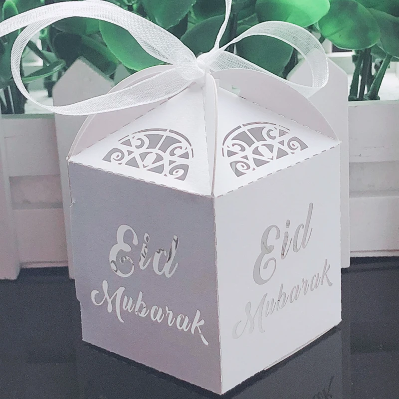 10pcs Happy Eid Mubarak Candy Box Ramadan Decoration DIY Favor Gift Boxes Packaging Islamic Muslim al-Fitr Eid Party Supplies