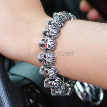 Мужские унисекс 316L из нержавеющей стали черепа CZ глаза браслет байкера 8,66 ''x 20 мм