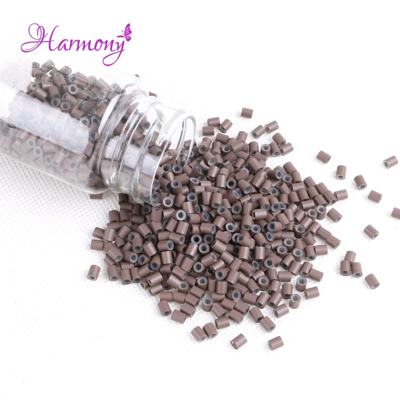 Tubo de Cobre de Silicone Tubo de Cobre Harmonia Mais Cabelo 3.4*3.0*4mm 5 Mediun Marrom Micro Silicone Forrado Contas Anéis 1000 Pcs