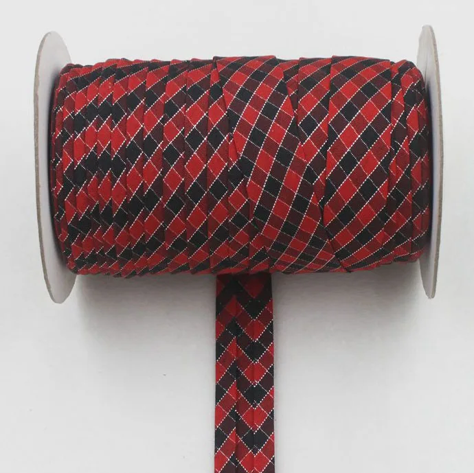 Полиэфирная 3/"(20 мм) серебристая металлическая лента для проверки косой вязки для пошив одежды «сделай сам» и обрезки 25 ярдов/рулон - Цвет: 10    black with red