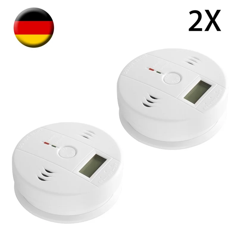 

2pcs/set Carbon Monoxide Smoke Detector Alarm Battery Operated Poisoning Gas Warning Sensor Home Safety Device Digital Display