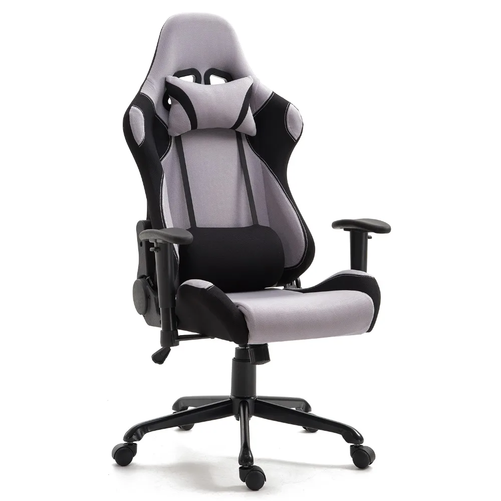 Samincom عالية الخلفي كرسي ألعاب الفيديو (الأسود و الرمادي) مع اضافية لينة المخده و كرسي داعم للفقرات القطنية مكتب قطب رفع كرسي Samincom عالية الخلفي كرسي ألعاب الفيديو (الأسود و الرمادي) مع اضافية لينة المخده و كرسي داعم للفقرات القطنية مكتب قطب رفع كرسي