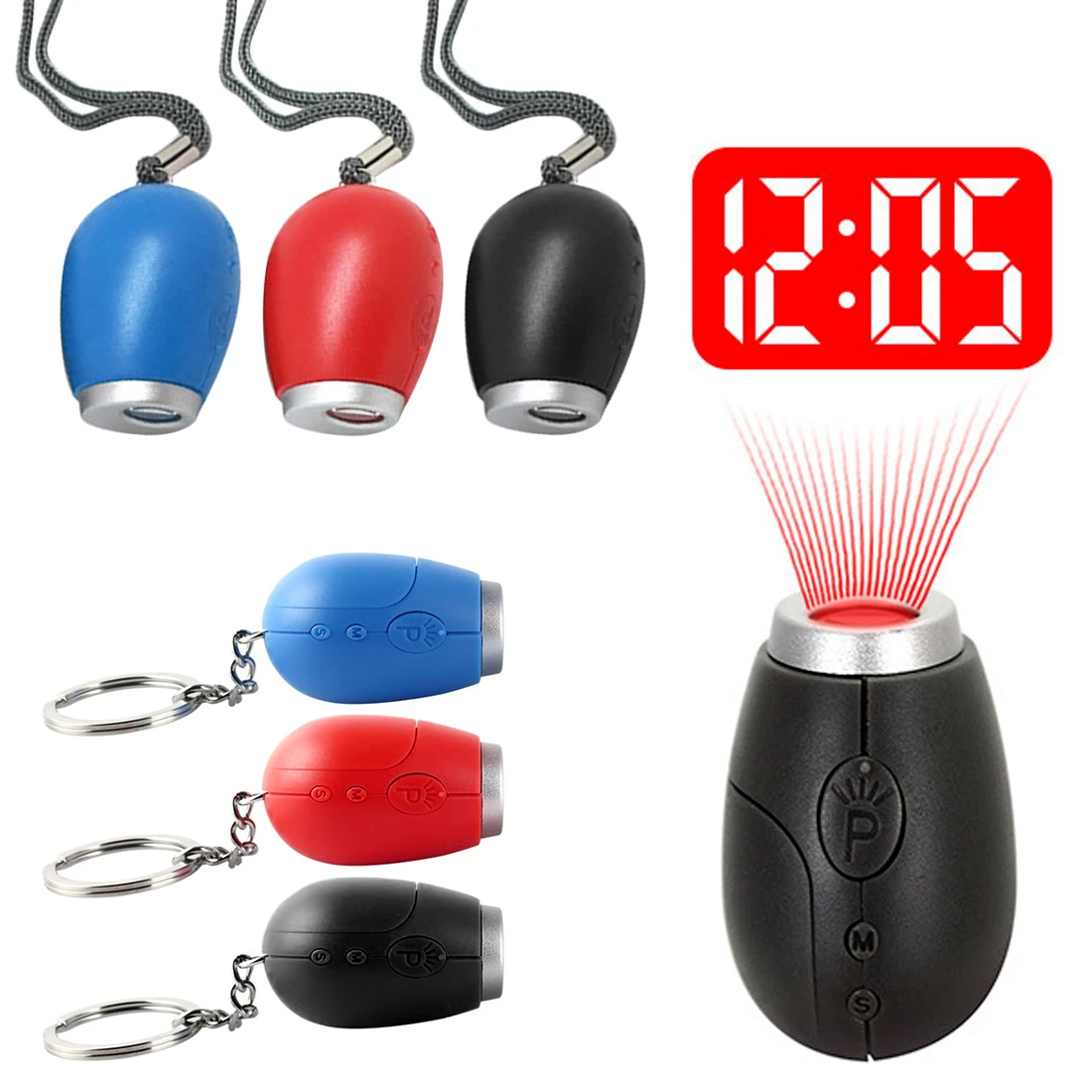 Creative Clock Mini Digital Projection Clock LED Keychain Design Watch