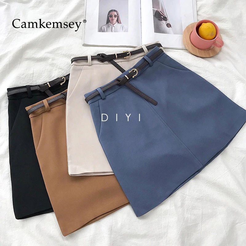 CamKemsey корейские Короткие повседневные однотонные юбки женские новые летние