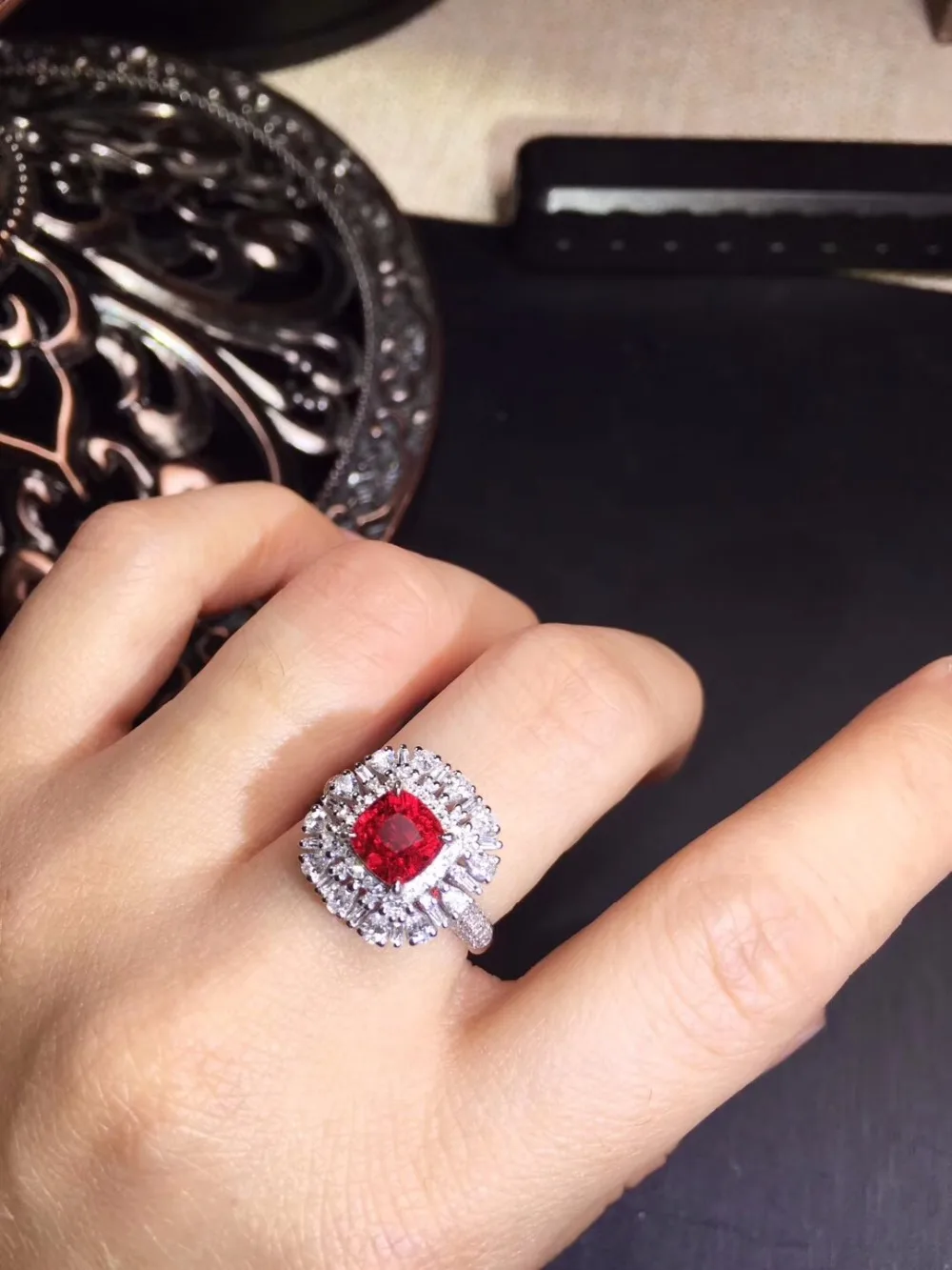 Настоящие хорошие драгоценности 18 K White Gold 100% натуральный гр 2.21ct драгоценный красный рубин 18 k золото бриллианты камень женский кольцо для