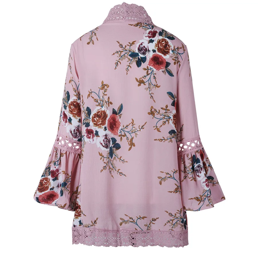 Gladiolus 2019 Spring Womens Tops And Blouses Loose Floral Print Flare Sleeve Lace Women Kimono Cardigan Summer Shirts Plus Size (25)