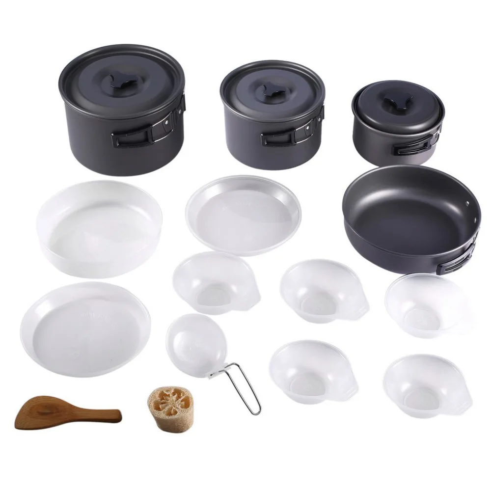 

Portable Size Convenient Outdoor Camping Cookware Tableware Utensils Aluminum Camping Hiking Picnic Tableware Pot drop shipping