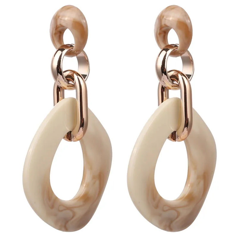 

LEADERBEADS Simple Design Resin Acetate Dangle Earrings Retro Pendant Jewelry Ladies Exaggerated Metal Geometric Drop Earrings