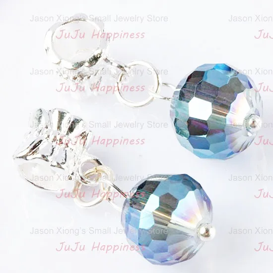 20 pieces Simple Dangle Blue/red/green/brown /water red/silver gray Ball Faceted Crystal Glass Charm Beads a1108 | Украшения и